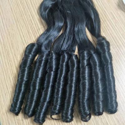 China Silky Straight Double Wave Funmi Curl Hair Bundles With Closure Good Quality Unprocessed Brazilian Virgin Hair Weft for sale