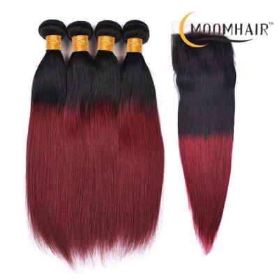 China Silky Straight Red Wave Color 1B 99j Hair Extensions 3 Bundles Copper Red Brazilian Hair Weave With Hair Closure for sale