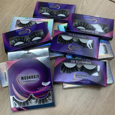 China Wholesale Box Long Natural 3D Mink Eyelash, Full Eye Mink Lashes, 5D 25mm 3D Strip 3D Mink Eyelashes Private Label MOONHAIR for sale