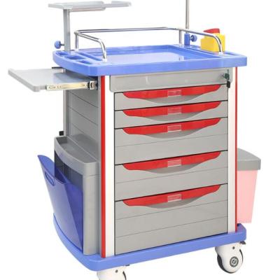 China Hospital ISO&CE Approved Patinet Hospital Furniture Trolley ABS Emergency Medical Nursing Cart for sale