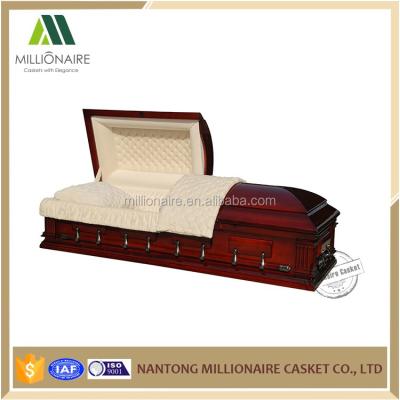 China Cheap American Style China Best Seller Fine Craved Solid Wood Coffin Best Quality for sale