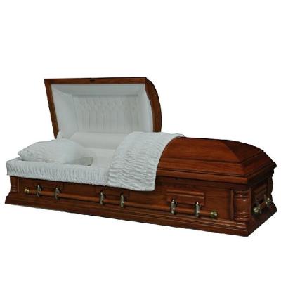 China American Millionaire Funeral Equipment Nantong Style Wooden Caskets With Metal Handles for sale