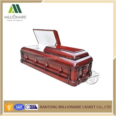 China American style buria woodenl hide high gloss coffin for sale