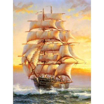 China Environmental Friendly Diamond Painting Cross Stitch Kit Custom 5D Diamond Painting Seascape DIY Sailing Boat Full Drill Embroidery Home Decor for sale