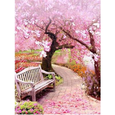 China Environmentally Friendly Decor Diamond Painting Cross Stitch Kit Custom Made Sakura Landscape Full Drill 5D Diamond Painting Fashion DIY Park Embroidery Home for sale