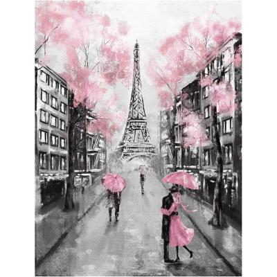 China Environmental Friendly Decor Diamond Painting Cross Stitch Custom Kit Sakura Eiffel Tower Embroidery Home Full Drill Diamond Painting Streetscape DIY for sale