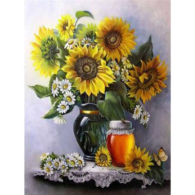 China Environmental Friendly Handmade Diy Diamond Painting Kit Full Drill Diamond Art Mosaic Painting Sunflower Embroidery Flower Gift Room Decor for sale