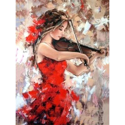 China Environmental Friendly Music Diamond Painting Violin Girl Wall Painting Full Round and Square Diamond Painting Kit Wall Drill Embroidery Art for sale