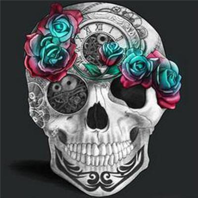 China Gear Skull Diamond Painting Rose Flower Full Drill Wall Art Painting Embroidery Handmade Gift Environmental Friendly Home Decor for sale