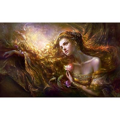 China Large Size Environmental Friendly DIY Diamond Art Golden Hair Beauty Diamond Painting For Home Decoration Custom Diamond Painting for sale