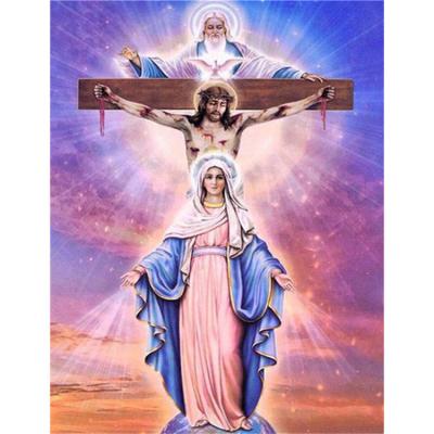 China Environmental Friendly Virgin Mary Full Drill Cross Diamond Painting Jesus Christ Gift Room Decor 5D Diamond Art Mosaic Painting Embroidery Handmade for sale