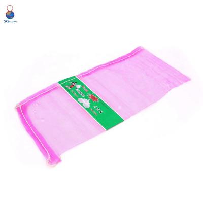 China Reusable Agriculture PP Garlic Drawstring Mesh Bag With Custom Logo for sale