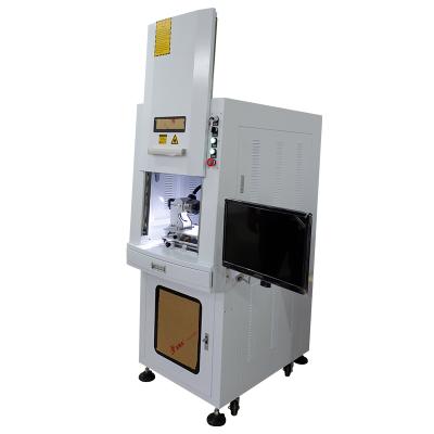 China Laser Top Quality Full Coverage Raycus 20w 30w 50W Fiber Laser Enclosed Marking Machine For Sale With Rotary Axis for sale