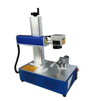 China Laser Fiber Laser Engraving Machine 20W 30W 200x200mm Locating Slot For Plastic Metal Laser Source Raycus CNC With Rotary Axis for sale