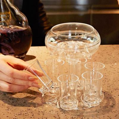 China OEM Drinking High Quality Automatic Wine Glass Dispenser 6 Clear Durable Pulled Party Wine Decanter Set for sale