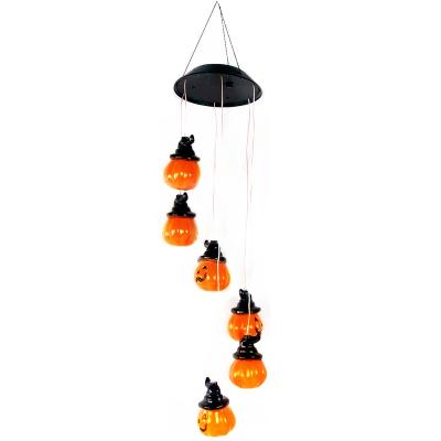 China Popular Solar Wind Chime Light Solar Waterproof Halloween LED Pumpkin Light Holiday Party for sale