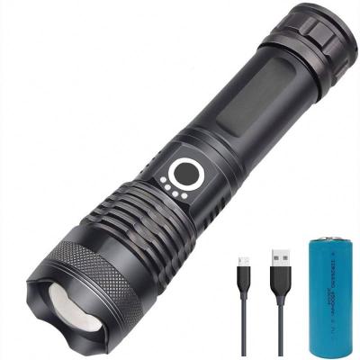 China Emergency Factory Wholesale XHP50 Camping Hiking Torch Super Bright Power Rechargeable LED Tactical Flashlight for sale