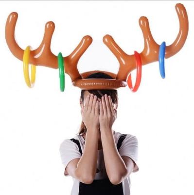 China Best Selling Cheap Christmas Toy Wholesale Price PVC Inflatable Deer Antler With Rings Game Toy for sale