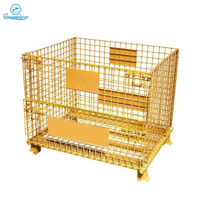 China Industrial Folding Wire Mesh Container Stackable Warehouse Storage Cage Wire Mesh Cage for sale