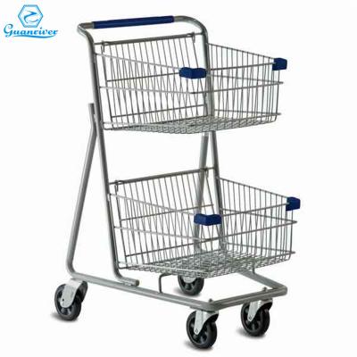 China Antirust Double Wire Basket Wire Trolley Basket Plastic Supermarket Metal Basket For Supermarket for sale