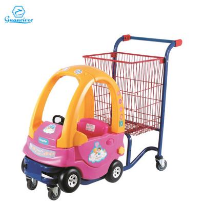 China Reusable Plastic Children Cart High Quality Supermarket Children Shopping Trolley for sale