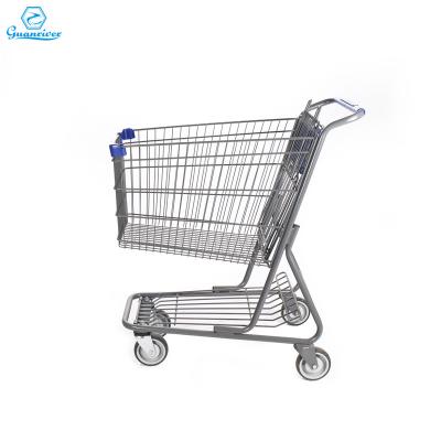 China Durable American Style 240L Metal Shopping Trolley Hand Cart For Retail Store for sale