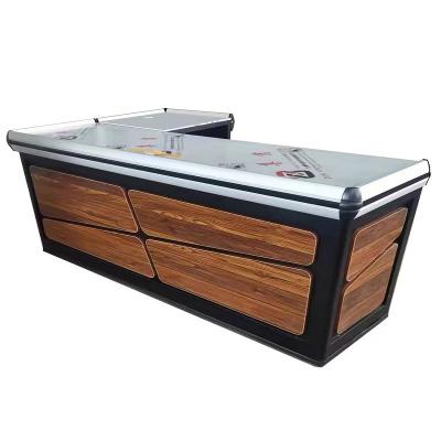 China Grocery store design supermarket style cash register table retail cashier desk normal counter chackout display for sale