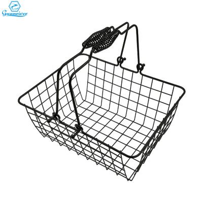 China Sustainable& Guanriver Strong High Quality Metal Wire Shopping Basket for sale