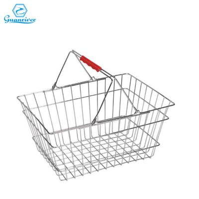 China Sustainable& wholesale strong metal wire mesh fashionable shopping basket for supermarket for sale