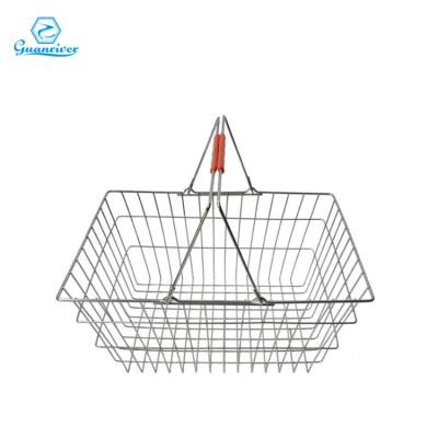 China Sustainable& wholesale high quality strong metal wire mesh shopping basket for sale