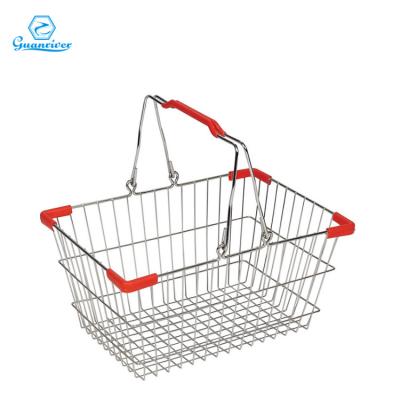 China Sustainable& wholesale metal shopping basket wire mesh strong shopping basket for sale