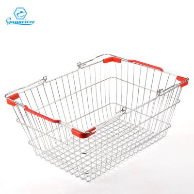 China Sustainable& Guanriver Strong Fashionable Shopping Basket Metal Wire Mesh Shopping Basket for sale