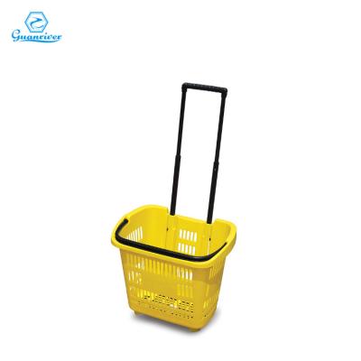 China Sustainable& Strong Customized Plastic Supply Supermarket Trolley Shopping Cart Trolley Cart for sale