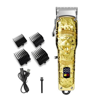 China Professional High Speed ​​Motor+battery Display Motor+battery LCD Display All Metal Hair Clipper Electric Cordless Men Barber Hair Cutting Clipper for sale