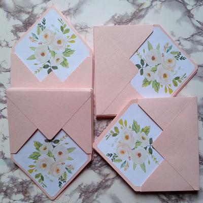 China Custom Small Burst Envelope Floral Printed Square Wedding Invitation Envelope for sale