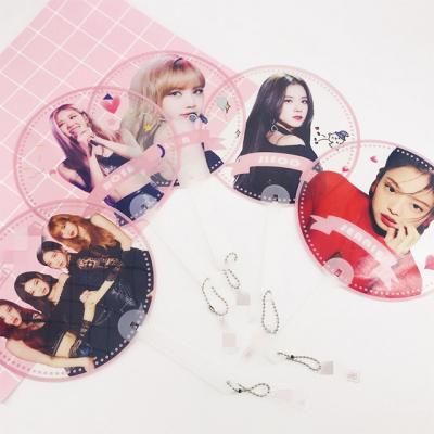 China Customized wholesale recyclable plastic transparent waterproof kpop hand fan with print for event for sale