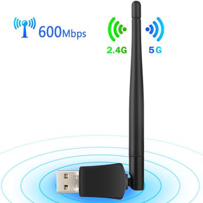 China Game 802.11AC 2.4Ghz 5Ghz USB2.0 600Mbps Wireless Network USB WiFi Desktop Dual Band Free Dongle for sale