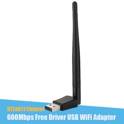 China Newcomer RTL8811CU Card Factory Price Mini USB Wireless Wifi Dongle Lan Adapter 600Mbps Driver Free Driver for sale