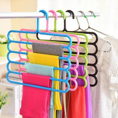 China Cut 5 Layer Non-slip Multi-function Multi Layer Belt Hanger Belt Plastic Towel Rack Pants Magic Clothes Storage Rack for sale