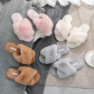 China Warm deodorization autumn and winter slippers rabbit plush interlock slippers warm non-slip home indoor slippers for sale