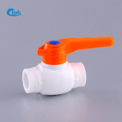 China LK-2-005 ( 20mm ) white color red handle plastic ppr iron ball valve for water pipe and stem for sale