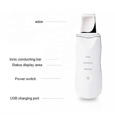 China Portable Anti-Puffiness Sonophoresis EMS Professional Facial Facial Ion Skin Scrubber Peeling Spatula Ultrasonic Beauty Machine for sale