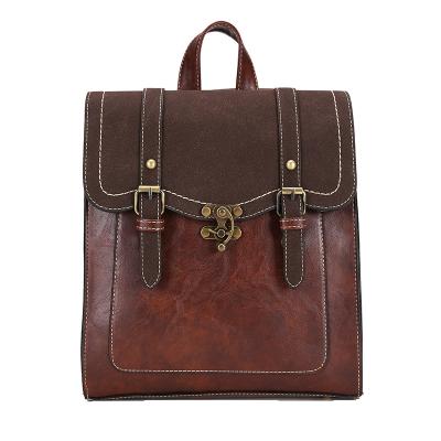 China Waterproof high quality retro leather lady backpack school bagpack casual cross-body bag for sale