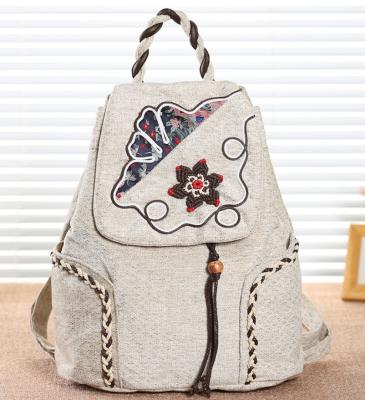 China 2019 Fashion Printing Anti-theft School Bag Cotton Canvas Ladies Backpack for sale