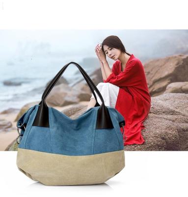 China Handbag Sets Wholesale Large Capacity Cotton Canvas Tote Travel Bag Women Handbags for sale