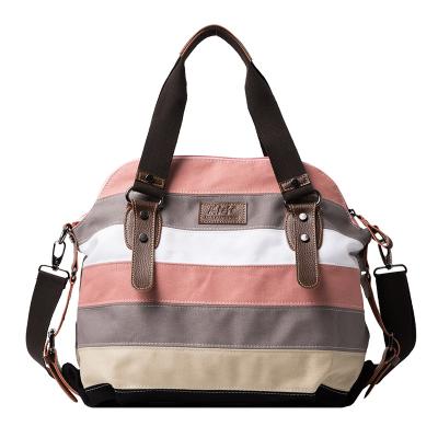 China Contrast Color New Arrival Factory Canvas Woman Handbag Color Stripe Shoulder Bag for sale