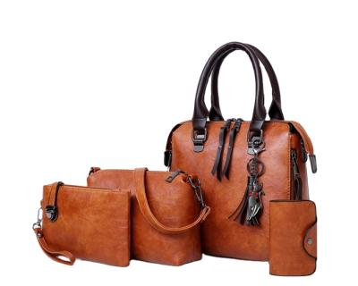 China Retro Stylish Ladies Tote Bags Custom Made PU Leather Handbag Sets for sale