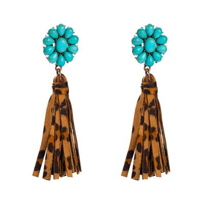 China FASHIONABLE Wholesales Fashion Women Ear Jewelry Leopard Print Stud Tassels Fashion Earrings for sale