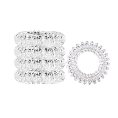 China 71 Colors Custom 3.5cm Traceless Clear Spiral Scrunchies Accessories Durable 4cm Crystal Elastic Hair Bands for sale