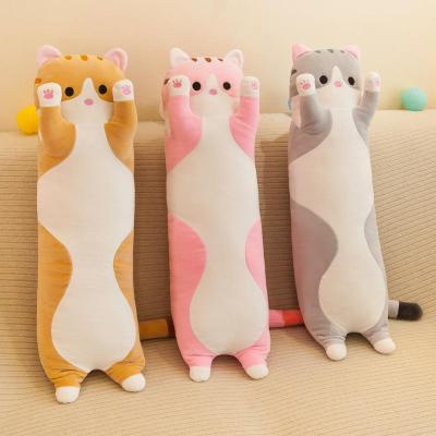 China Gift Children Play Hot Unstuffed No Soft Custom Pillow Filling Long Cat Plush Toy Sleeping Stuffed Animal Doll Skin for sale